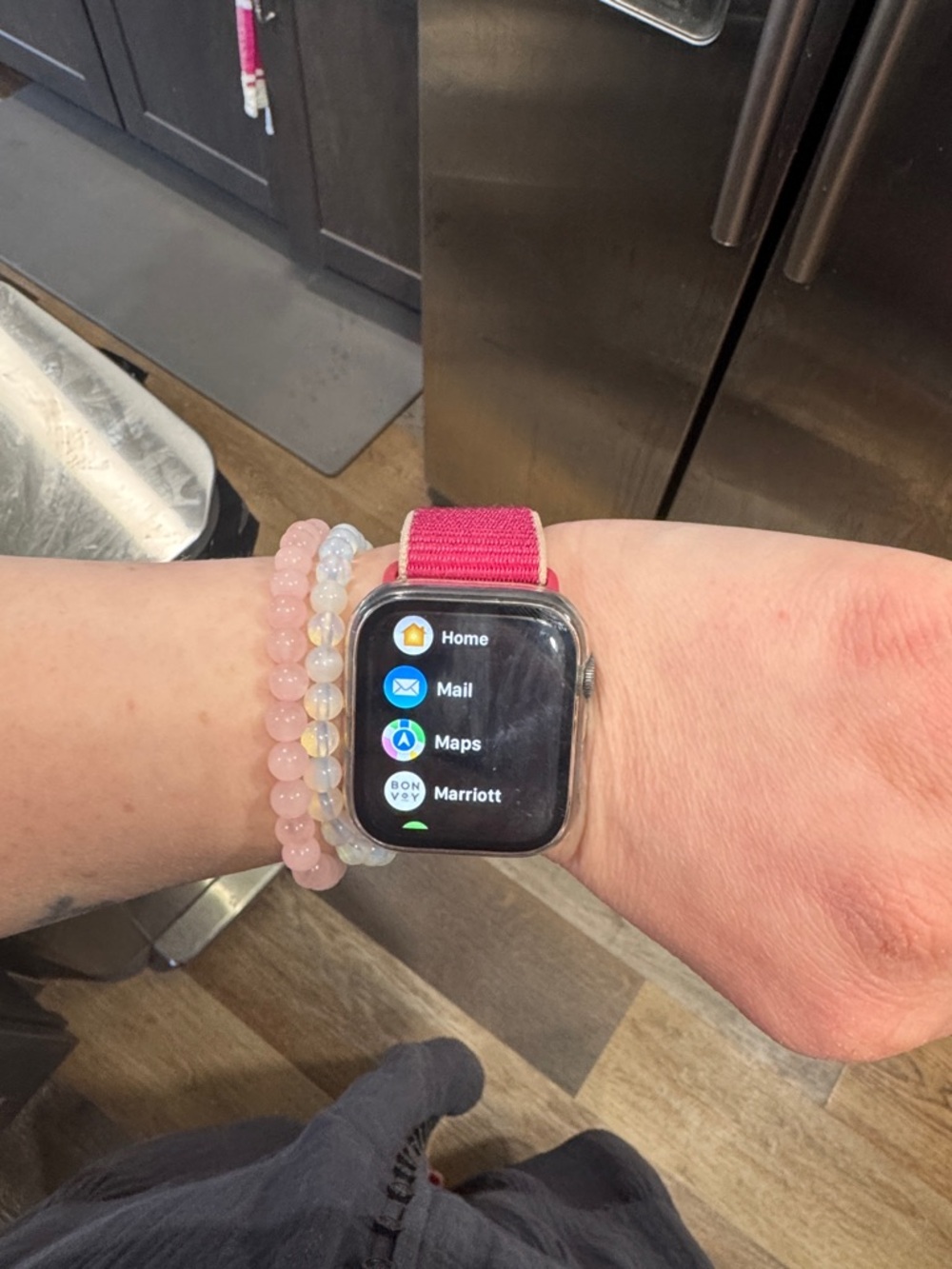 Apple Watch with Bright Pink Nylon Loop